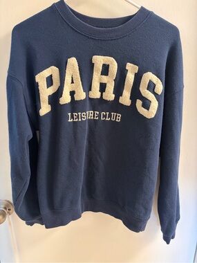 Grayson Threads Navy Sweatshirt with Cream 'PARIS' Chenille